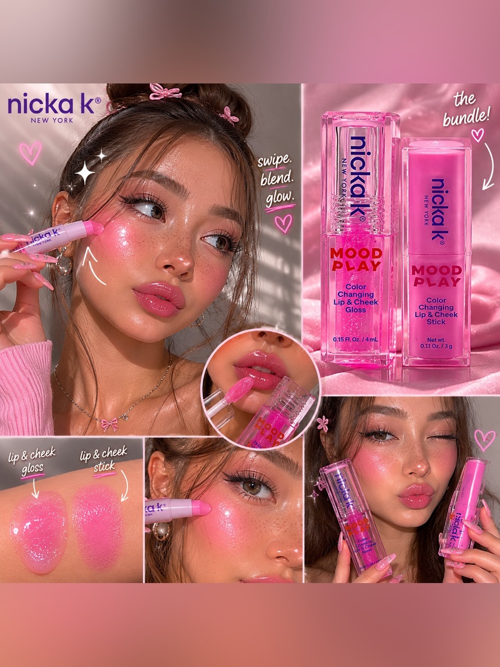 Mood Play Color-Changing Lip & Cheek Gloss - Pink nicka k